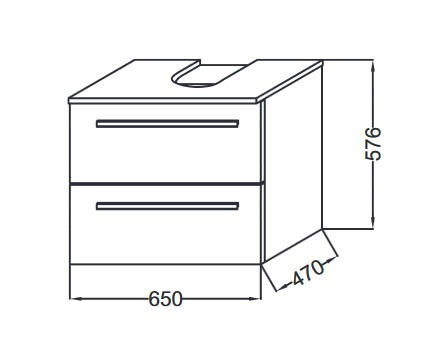 Комплект мебели 65 см Jacob Delafon Struktura с раковиной EGC111-Z-00, тумбой EB1383-N14, Серый