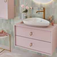 Тумба под раковину Jacob Delafon Vivienne 100 см, ручки матовая латунь, светло-розовый EB1508LB3-S42-S42