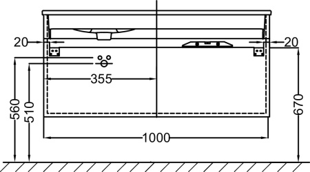 Тумба под раковину Vox 100х46х45,2 см, 2 ящика, эвкалипт матовый, встроенные ручки, для левосторонней раковины, Jacob Delafon EB2025-RA-M87