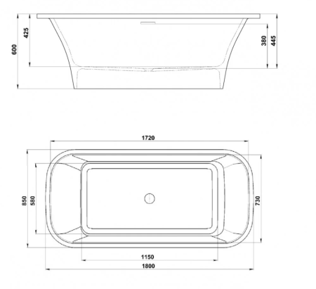 Ванна из искусственного камня Jacob Delafon Elite E6D364RU-00, 180 x 85 см, белый