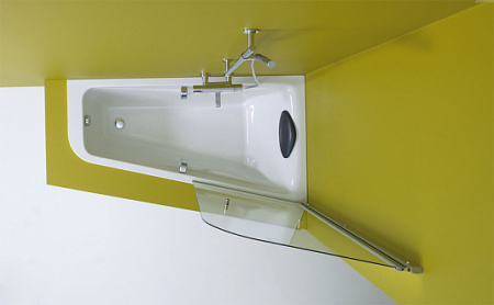 Шторка для ванны Jacob Delafon Odeon Up 80х145 см, с полотенцедержателем, поворотная, E4932-GA