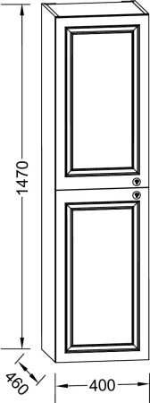 Шкаф-пенал Jacob Delafon Cleo 1889, 40 см, левосторонний, цвет интенсивный черный лак, EB732G-MWB