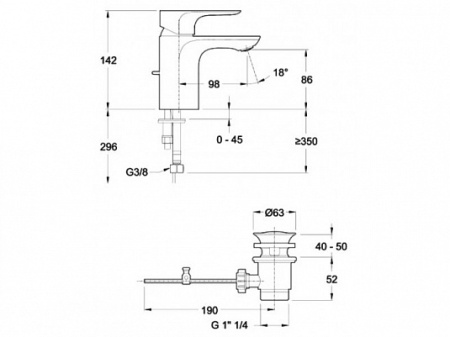 Смеситель для раковины Jacob Delafon Aleo E72275-4-CP