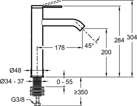 Смеситель Jacob Delafon Grands Boulevards, E77959-4AND-2MB, для раковины, латунь