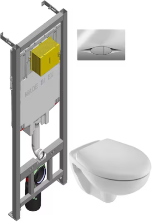 Комплект Jacob Delafon E21733RU-00 унитаз E4345G-00 c инсталляцией E29025-NF и сиденьем 017503 , клавиша хром E29027-CP