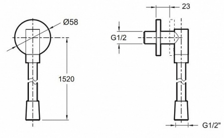 Шланговые подключения коленное соединение с гибким душевым шлангом Jacob Delafon E10683-CP