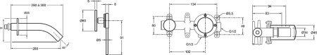 Смеситель для раковины Jacob Delafon Grands Boulevards, E23890-4ND-2MB/E25403-4A-2MB/E28138-2MB, латунь