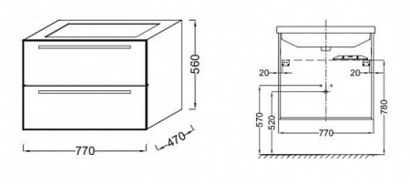 Комплект мебели 80 см Jacob Delafon Struktura с раковиной EXH112-00, тумбой EB1277-N14, Серый
