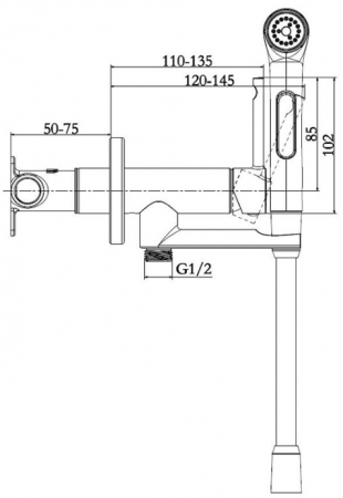 Гигиенический душ Jacob Delafon Elate 2.0, со смесителем, двухрежимная лейка, черный матовый, E28317-BL
