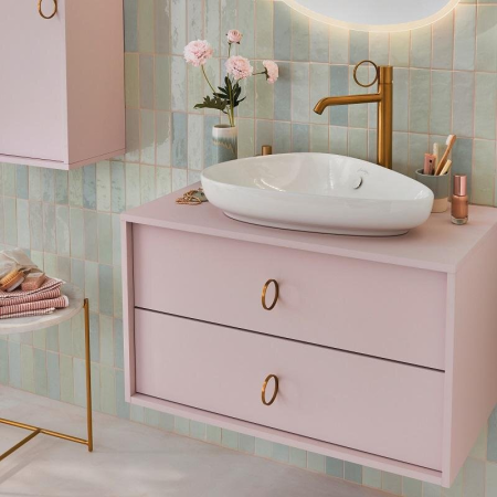 Тумба под раковину Jacob Delafon Vivienne 100 см, ручки матовая латунь, светло-розовый EB1508LB3-S42-S42