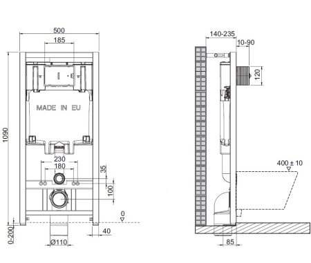 Комплект с инсталляцией Jacob Delafon E29025-NF, унитазом EDM102-00 и крышкой E20142-00