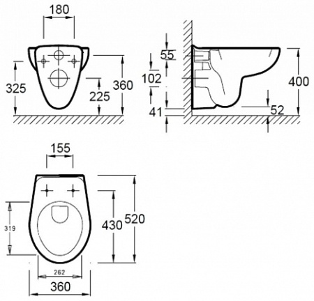 Комплект Jacob Delafon E21733RU-00 унитаз E4345G-00 c инсталляцией E29025-NF и сиденьем 017503 , клавиша хром E29027-CP